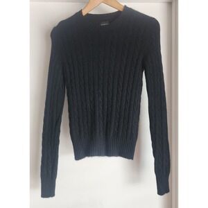 George Women's Black Cashmere Cable Knit Pullover Sweater